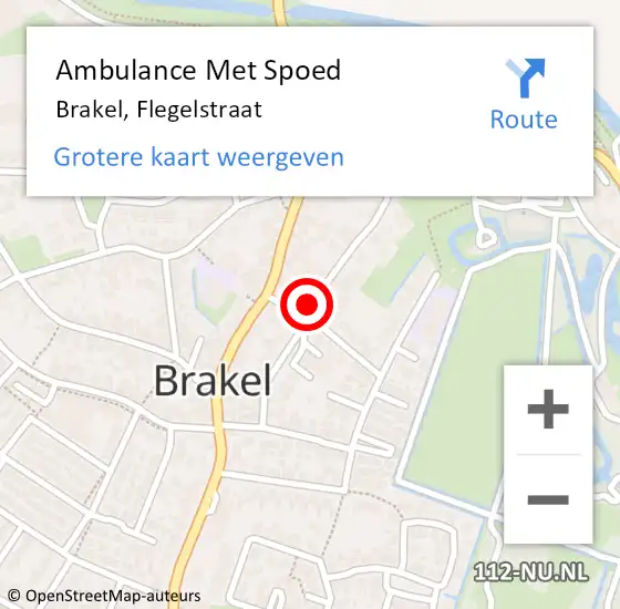 Locatie op kaart van de 112 melding: Ambulance Met Spoed Naar Brakel, Flegelstraat op 3 maart 2022 16:04