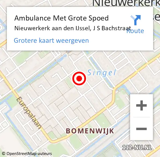 Locatie op kaart van de 112 melding: Ambulance Met Grote Spoed Naar Nieuwerkerk aan den IJssel, J S Bachstraat op 3 maart 2022 16:37