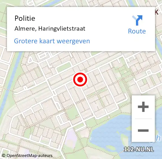 Locatie op kaart van de 112 melding: Politie Almere, Haringvlietstraat op 3 maart 2022 16:44