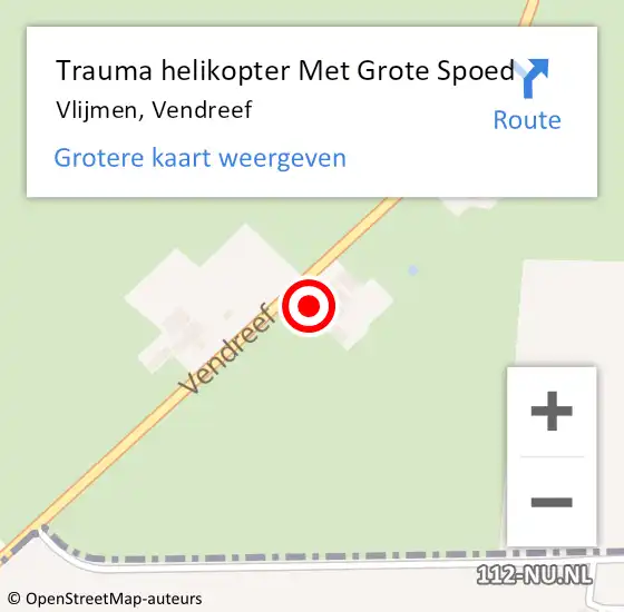 Locatie op kaart van de 112 melding: Trauma helikopter Met Grote Spoed Naar Vlijmen, Vendreef op 3 maart 2022 16:46