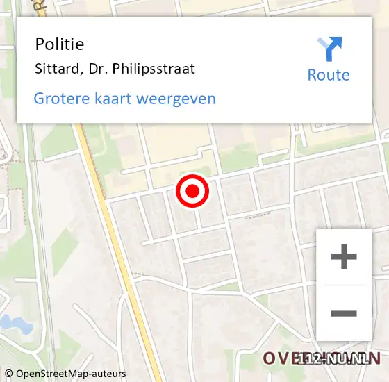 Locatie op kaart van de 112 melding: Politie Sittard, Dr. Philipsstraat op 3 maart 2022 16:49