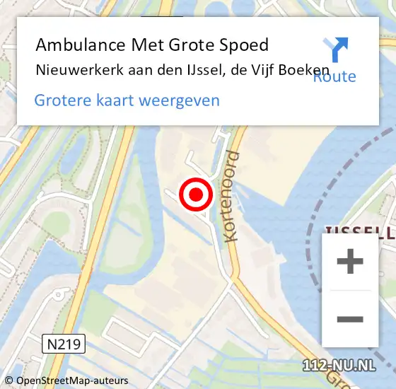 Locatie op kaart van de 112 melding: Ambulance Met Grote Spoed Naar Nieuwerkerk aan den IJssel, de Vijf Boeken op 3 maart 2022 16:50