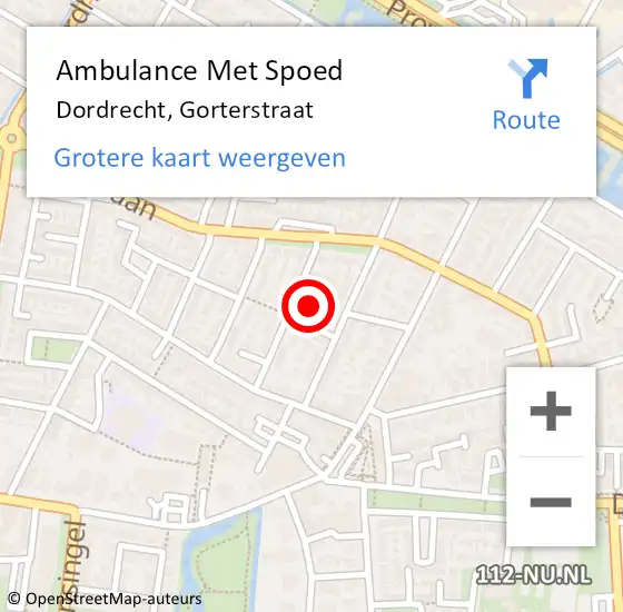 Locatie op kaart van de 112 melding: Ambulance Met Spoed Naar Dordrecht, Gorterstraat op 3 maart 2022 16:52