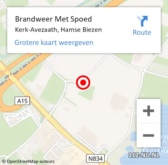 Locatie op kaart van de 112 melding: Brandweer Met Spoed Naar Kerk-Avezaath, Hamse Biezen op 3 maart 2022 17:08