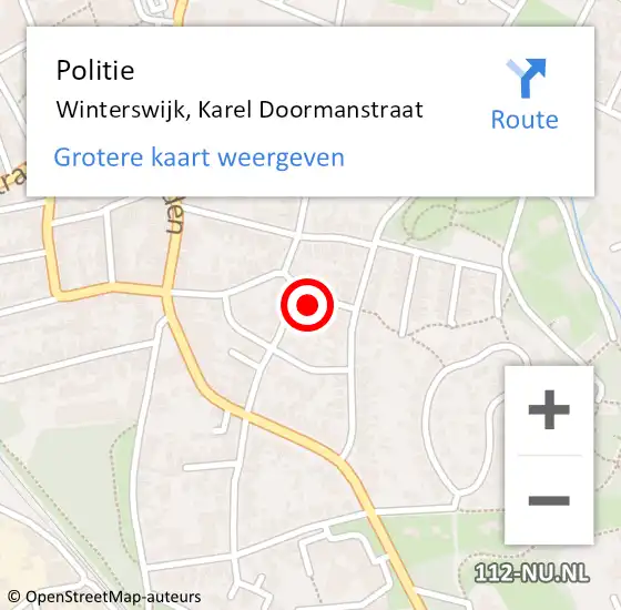 Locatie op kaart van de 112 melding: Politie Winterswijk, Karel Doormanstraat op 3 maart 2022 17:11