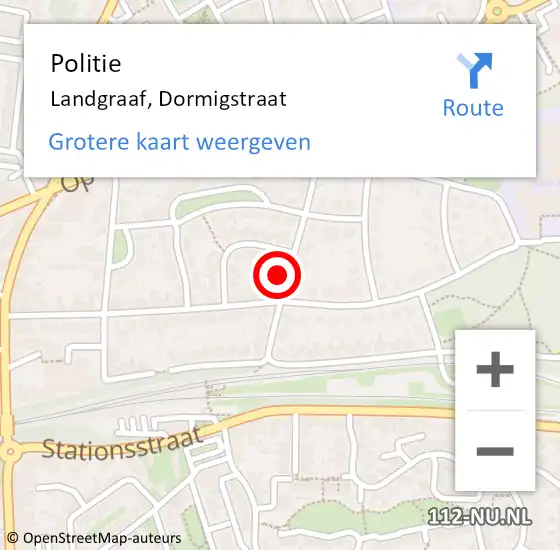 Locatie op kaart van de 112 melding: Politie Landgraaf, Dormigstraat op 3 maart 2022 17:27