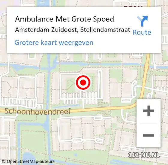 Locatie op kaart van de 112 melding: Ambulance Met Grote Spoed Naar Amsterdam-Zuidoost, Stellendamstraat op 3 maart 2022 17:31