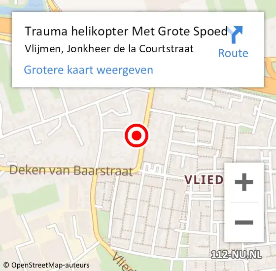 Locatie op kaart van de 112 melding: Trauma helikopter Met Grote Spoed Naar Vlijmen, Jonkheer de la Courtstraat op 3 maart 2022 17:34