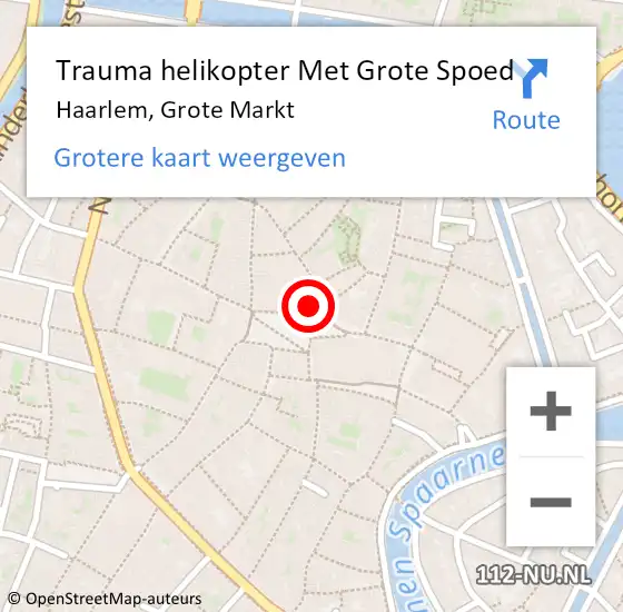 Locatie op kaart van de 112 melding: Trauma helikopter Met Grote Spoed Naar Haarlem, Grote Markt op 3 maart 2022 18:04