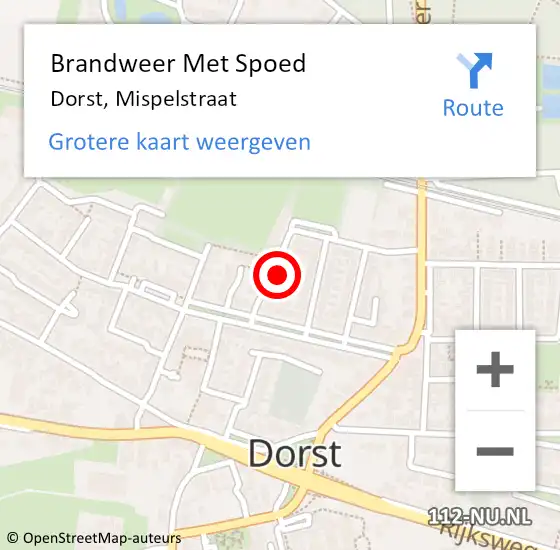 Locatie op kaart van de 112 melding: Brandweer Met Spoed Naar Dorst, Mispelstraat op 3 maart 2022 18:56