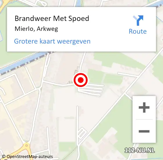 Locatie op kaart van de 112 melding: Brandweer Met Spoed Naar Mierlo, Arkweg op 3 maart 2022 19:00