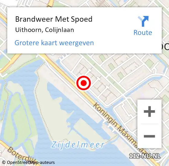 Locatie op kaart van de 112 melding: Brandweer Met Spoed Naar Uithoorn, Colijnlaan op 3 maart 2022 19:05