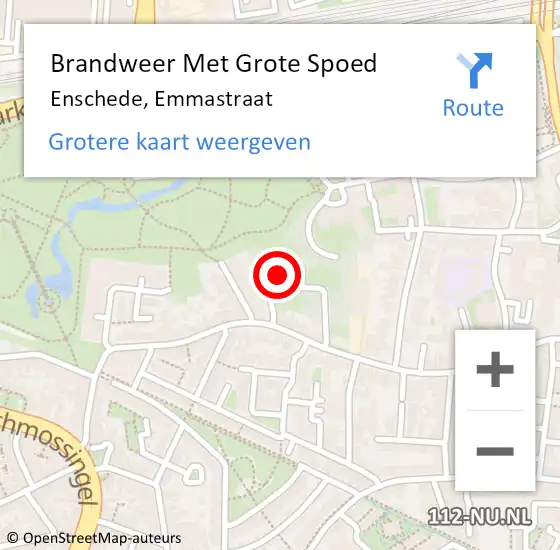 Locatie op kaart van de 112 melding: Brandweer Met Grote Spoed Naar Enschede, Emmastraat op 3 maart 2022 19:05