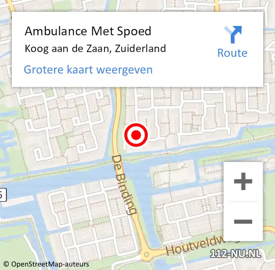 Locatie op kaart van de 112 melding: Ambulance Met Spoed Naar Koog aan de Zaan, Zuiderland op 3 maart 2022 19:05