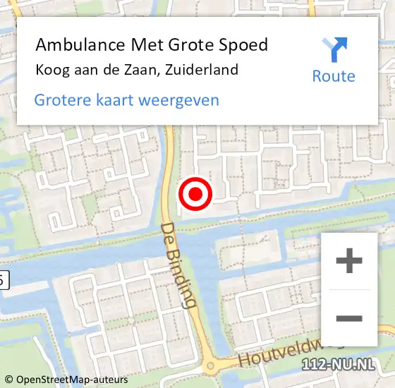 Locatie op kaart van de 112 melding: Ambulance Met Grote Spoed Naar Koog aan de Zaan, Zuiderland op 3 maart 2022 19:07