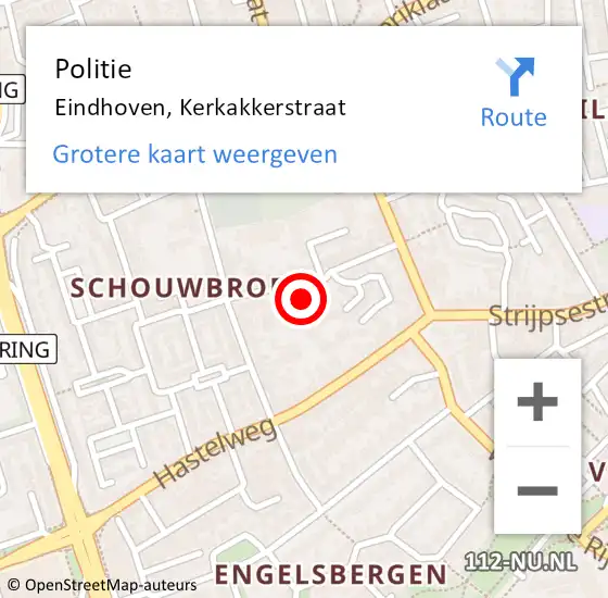 Locatie op kaart van de 112 melding: Politie Eindhoven, Kerkakkerstraat op 3 maart 2022 19:08