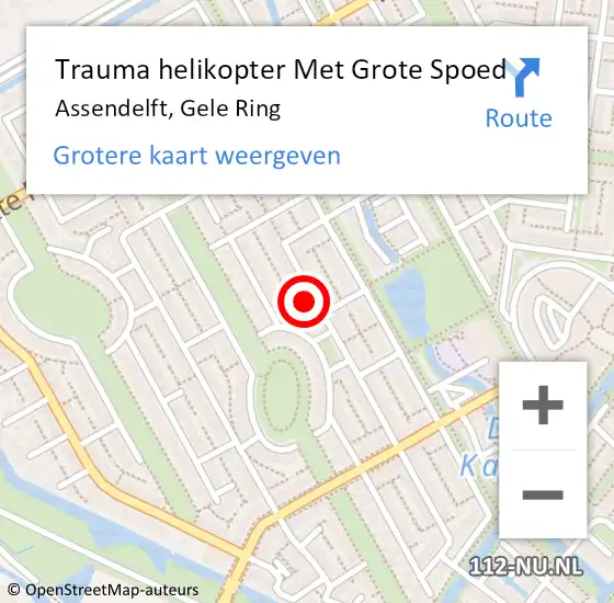 Locatie op kaart van de 112 melding: Trauma helikopter Met Grote Spoed Naar Assendelft, Gele Ring op 3 maart 2022 19:16
