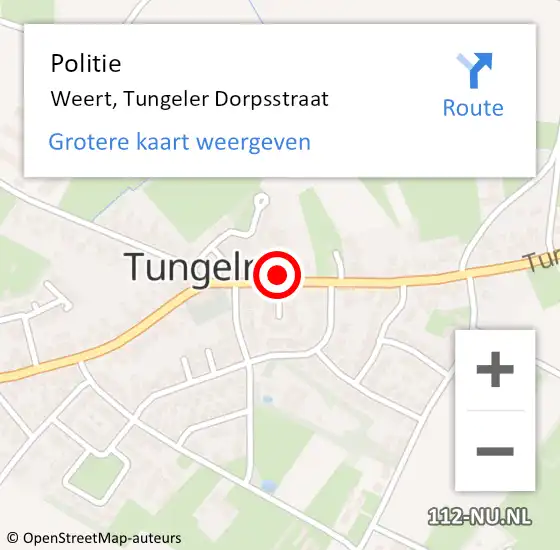 Locatie op kaart van de 112 melding: Politie Weert, Tungeler Dorpsstraat op 3 maart 2022 19:18