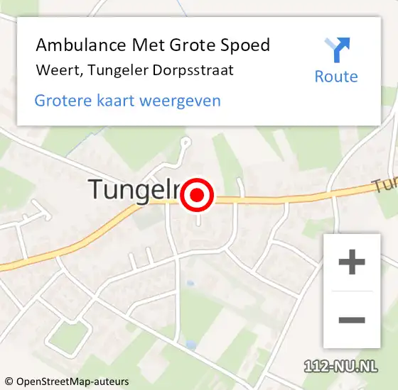 Locatie op kaart van de 112 melding: Ambulance Met Grote Spoed Naar Weert, Tungeler Dorpsstraat op 3 maart 2022 19:18