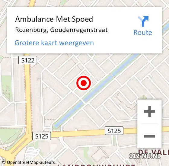 Locatie op kaart van de 112 melding: Ambulance Met Spoed Naar Rozenburg, Goudenregenstraat op 3 maart 2022 19:30