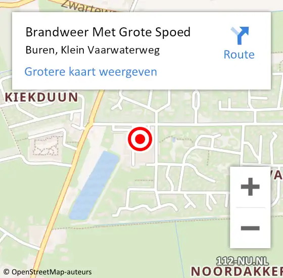 Locatie op kaart van de 112 melding: Brandweer Met Grote Spoed Naar Buren, Klein Vaarwaterweg op 3 maart 2022 20:19