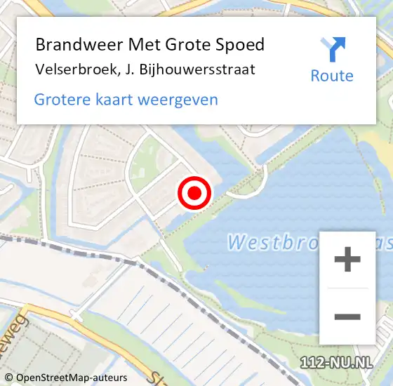 Locatie op kaart van de 112 melding: Brandweer Met Grote Spoed Naar Velserbroek, J. Bijhouwersstraat op 3 maart 2022 20:21