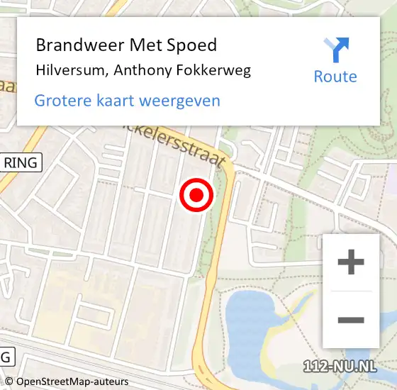 Locatie op kaart van de 112 melding: Brandweer Met Spoed Naar Hilversum, Anthony Fokkerweg op 3 maart 2022 20:33