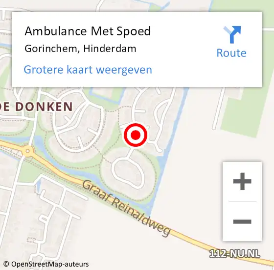 Locatie op kaart van de 112 melding: Ambulance Met Spoed Naar Gorinchem, Hinderdam op 3 maart 2022 20:46