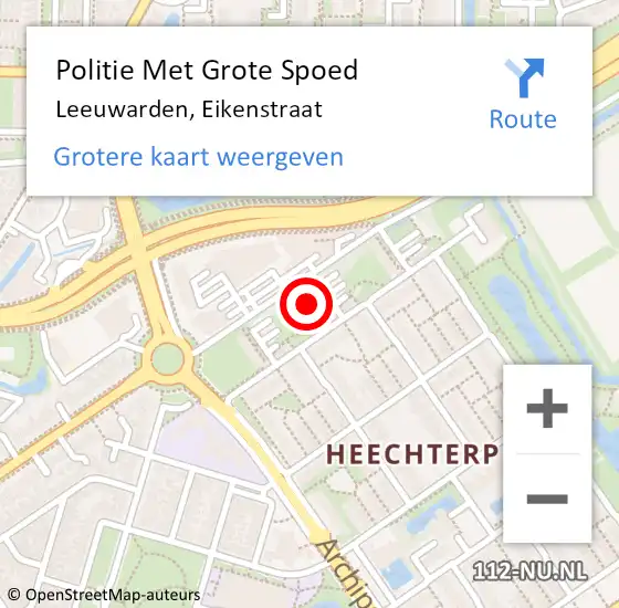 Locatie op kaart van de 112 melding: Politie Met Grote Spoed Naar Leeuwarden, Eikenstraat op 3 maart 2022 20:58