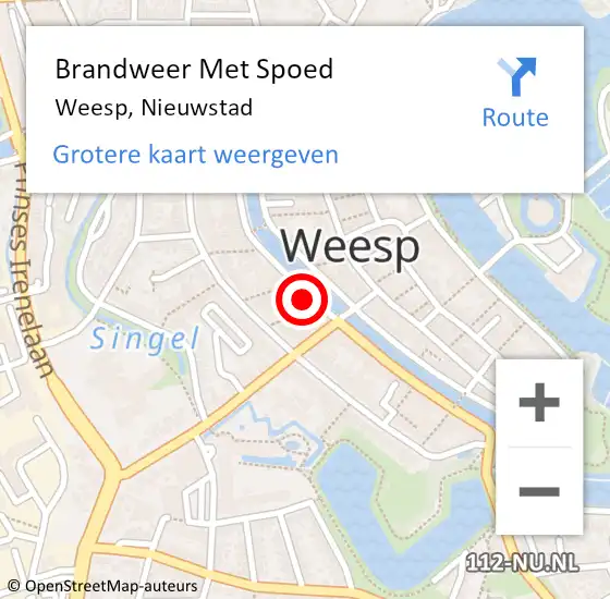 Locatie op kaart van de 112 melding: Brandweer Met Spoed Naar Weesp, Nieuwstad op 3 maart 2022 21:00