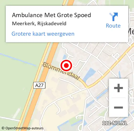 Locatie op kaart van de 112 melding: Ambulance Met Grote Spoed Naar Meerkerk, Rijskadeveld op 3 maart 2022 21:08