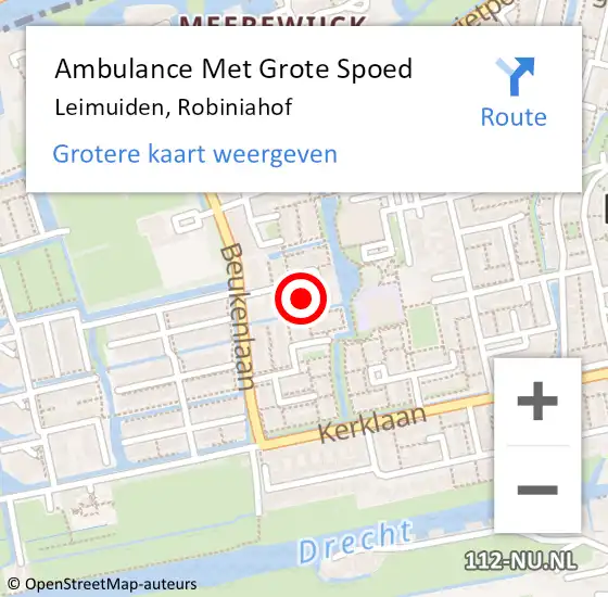 Locatie op kaart van de 112 melding: Ambulance Met Grote Spoed Naar Leimuiden, Robiniahof op 3 maart 2022 21:09
