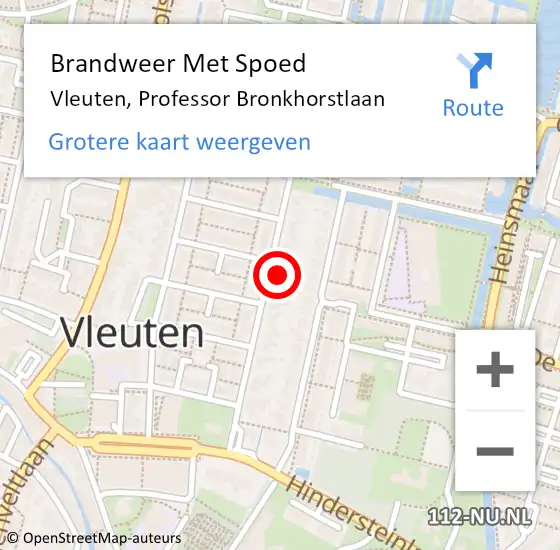 Locatie op kaart van de 112 melding: Brandweer Met Spoed Naar Vleuten, Professor Bronkhorstlaan op 3 maart 2022 21:47