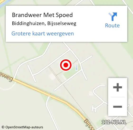 Locatie op kaart van de 112 melding: Brandweer Met Spoed Naar Biddinghuizen, Bijsselseweg op 3 maart 2022 22:18