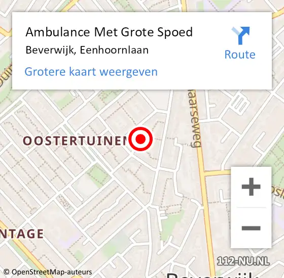 Locatie op kaart van de 112 melding: Ambulance Met Grote Spoed Naar Beverwijk, Eenhoornlaan op 3 maart 2022 22:28