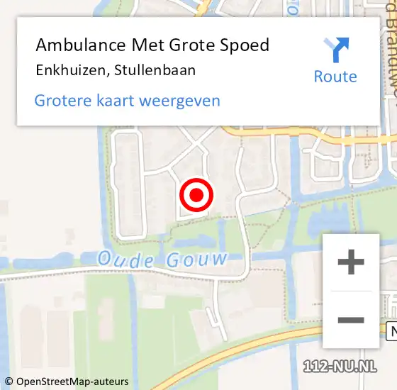 Locatie op kaart van de 112 melding: Ambulance Met Grote Spoed Naar Enkhuizen, Stullenbaan op 3 maart 2022 22:53