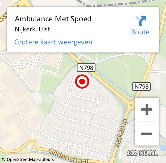 Locatie op kaart van de 112 melding: Ambulance Met Spoed Naar Nijkerk, Ulst op 3 maart 2022 23:04