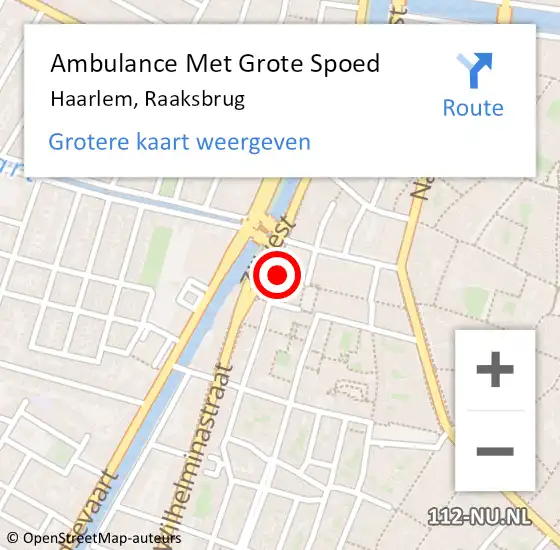 Locatie op kaart van de 112 melding: Ambulance Met Grote Spoed Naar Haarlem, Raaksbrug op 3 maart 2022 23:05