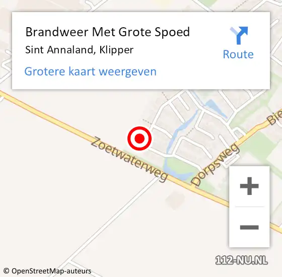 Locatie op kaart van de 112 melding: Brandweer Met Grote Spoed Naar Sint Annaland, Klipper op 3 maart 2022 23:13