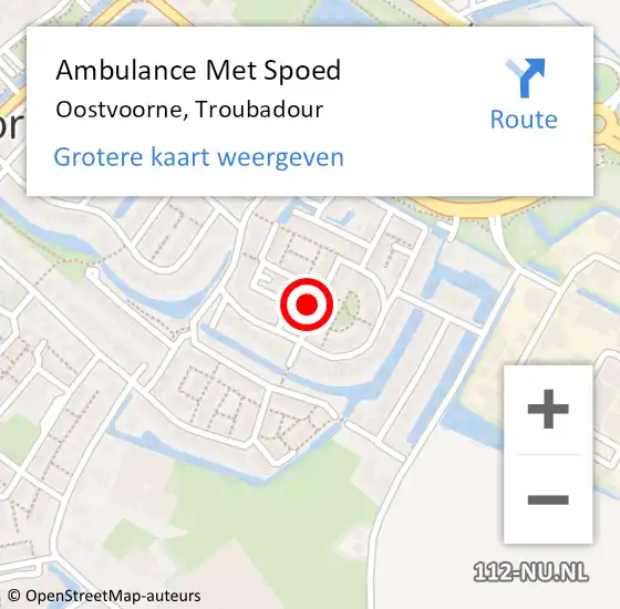 Locatie op kaart van de 112 melding: Ambulance Met Spoed Naar Oostvoorne, Troubadour op 3 maart 2022 23:34