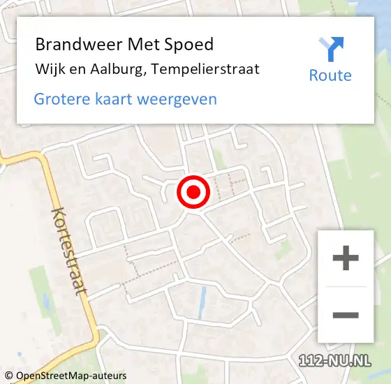 Locatie op kaart van de 112 melding: Brandweer Met Spoed Naar Wijk en Aalburg, Tempelierstraat op 3 maart 2022 23:36