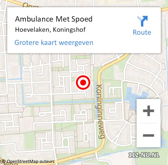 Locatie op kaart van de 112 melding: Ambulance Met Spoed Naar Hoevelaken, Koningshof op 4 maart 2022 00:50