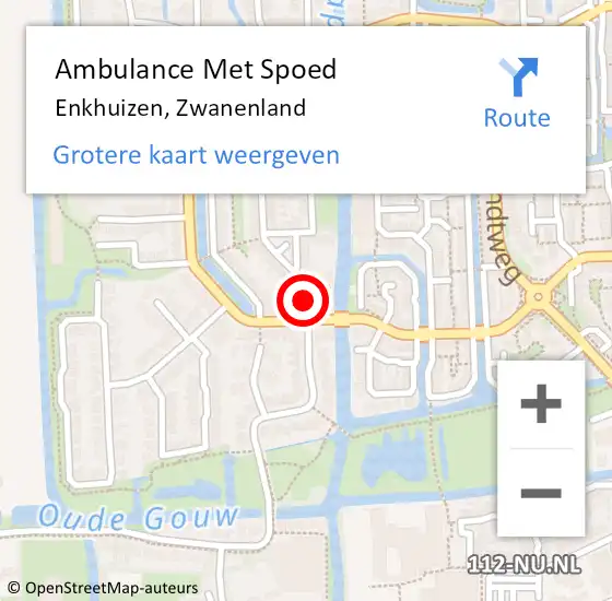 Locatie op kaart van de 112 melding: Ambulance Met Spoed Naar Enkhuizen, Zwanenland op 4 maart 2022 01:08