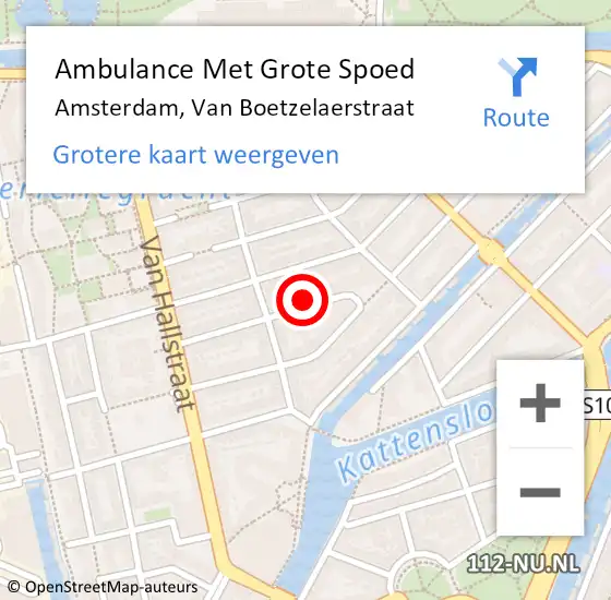 Locatie op kaart van de 112 melding: Ambulance Met Grote Spoed Naar Amsterdam, Van Boetzelaerstraat op 4 maart 2022 01:45
