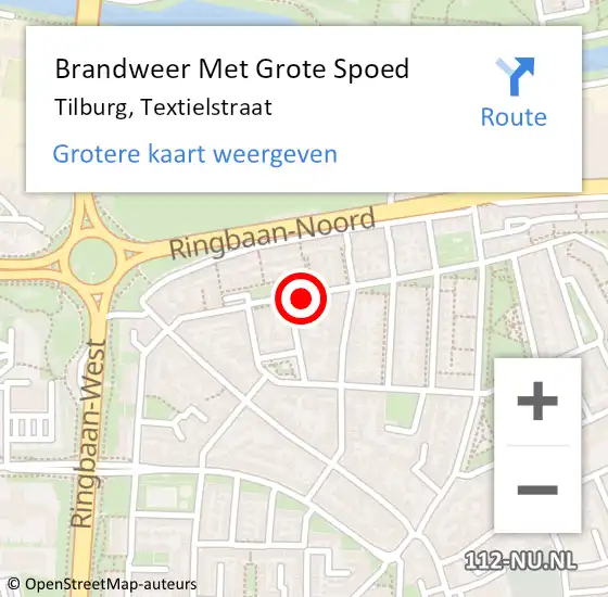 Locatie op kaart van de 112 melding: Brandweer Met Grote Spoed Naar Tilburg, Textielstraat op 4 maart 2022 02:25