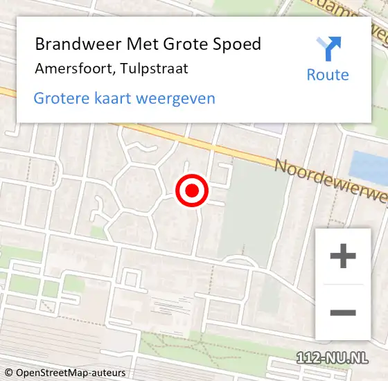 Locatie op kaart van de 112 melding: Brandweer Met Grote Spoed Naar Amersfoort, Tulpstraat op 4 maart 2022 02:33