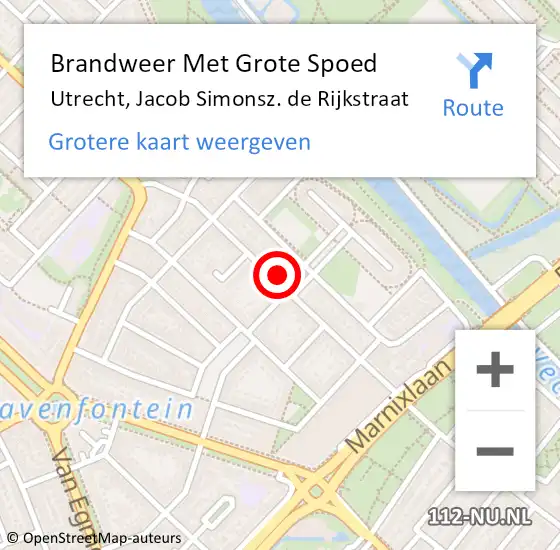 Locatie op kaart van de 112 melding: Brandweer Met Grote Spoed Naar Utrecht, Jacob Simonsz. de Rijkstraat op 4 maart 2022 03:31