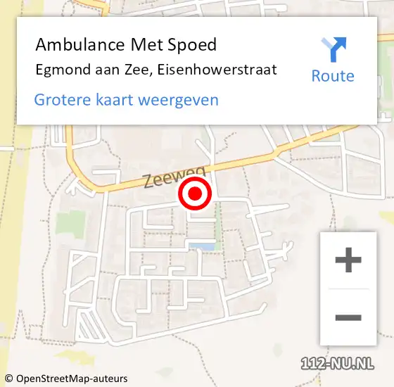 Locatie op kaart van de 112 melding: Ambulance Met Spoed Naar Egmond aan Zee, Eisenhowerstraat op 4 maart 2022 04:29