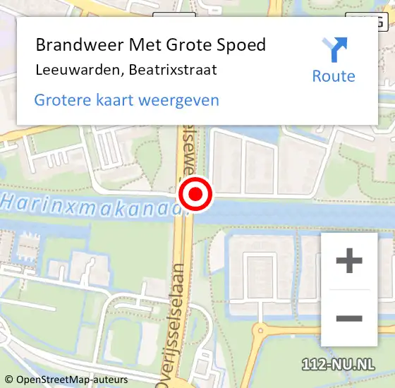 Locatie op kaart van de 112 melding: Brandweer Met Grote Spoed Naar Leeuwarden, Beatrixstraat op 10 juli 2014 08:28