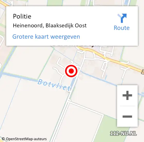 Locatie op kaart van de 112 melding: Politie Heinenoord, Blaaksedijk Oost op 4 maart 2022 06:04